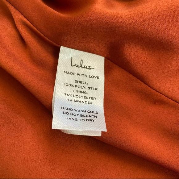 Lulus Simply Dreamy Rust Satin Floral Jacquard Maxi Dress Size XL - Picture 8 of 9